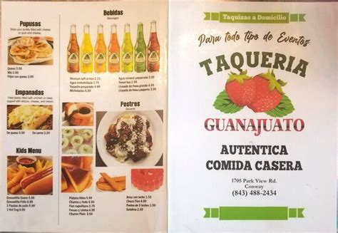 Taqueria guanajuato - View the Menu of Taqueria Guanajuato in 3901 Dick Pond Rd, Myrtle Beach,SC 29588, Myrtle Beach, SC. Share it with friends or find your next meal....